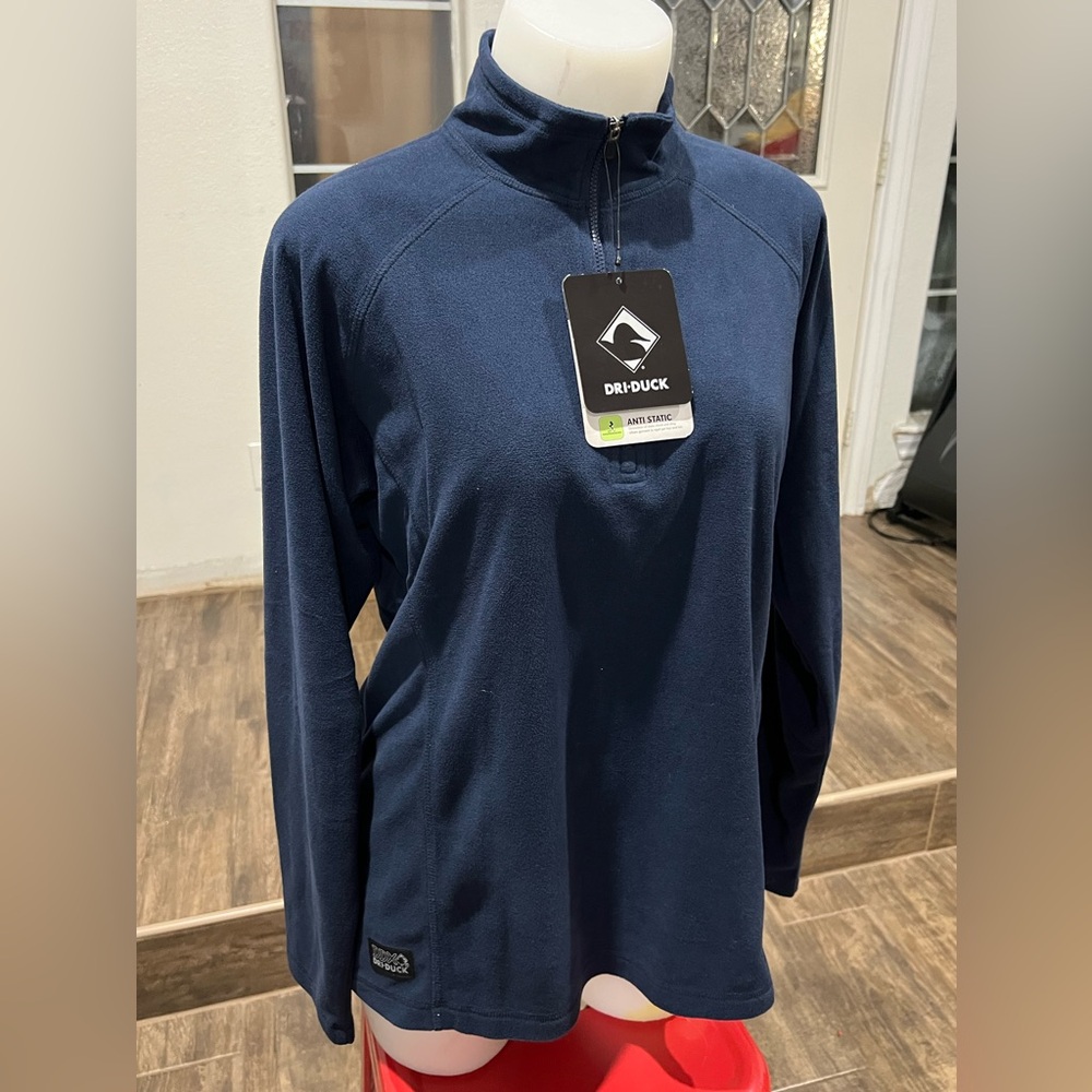 Dry Duck Dri-Fit DDX Fleece Quarter Zip Up Size Ladies Large color Navy NWT